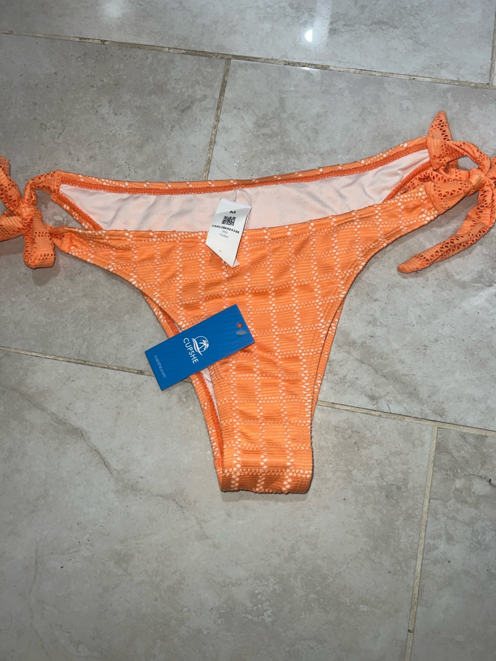Cupshe Orange Textured Tie-Side Bikini Bottom
